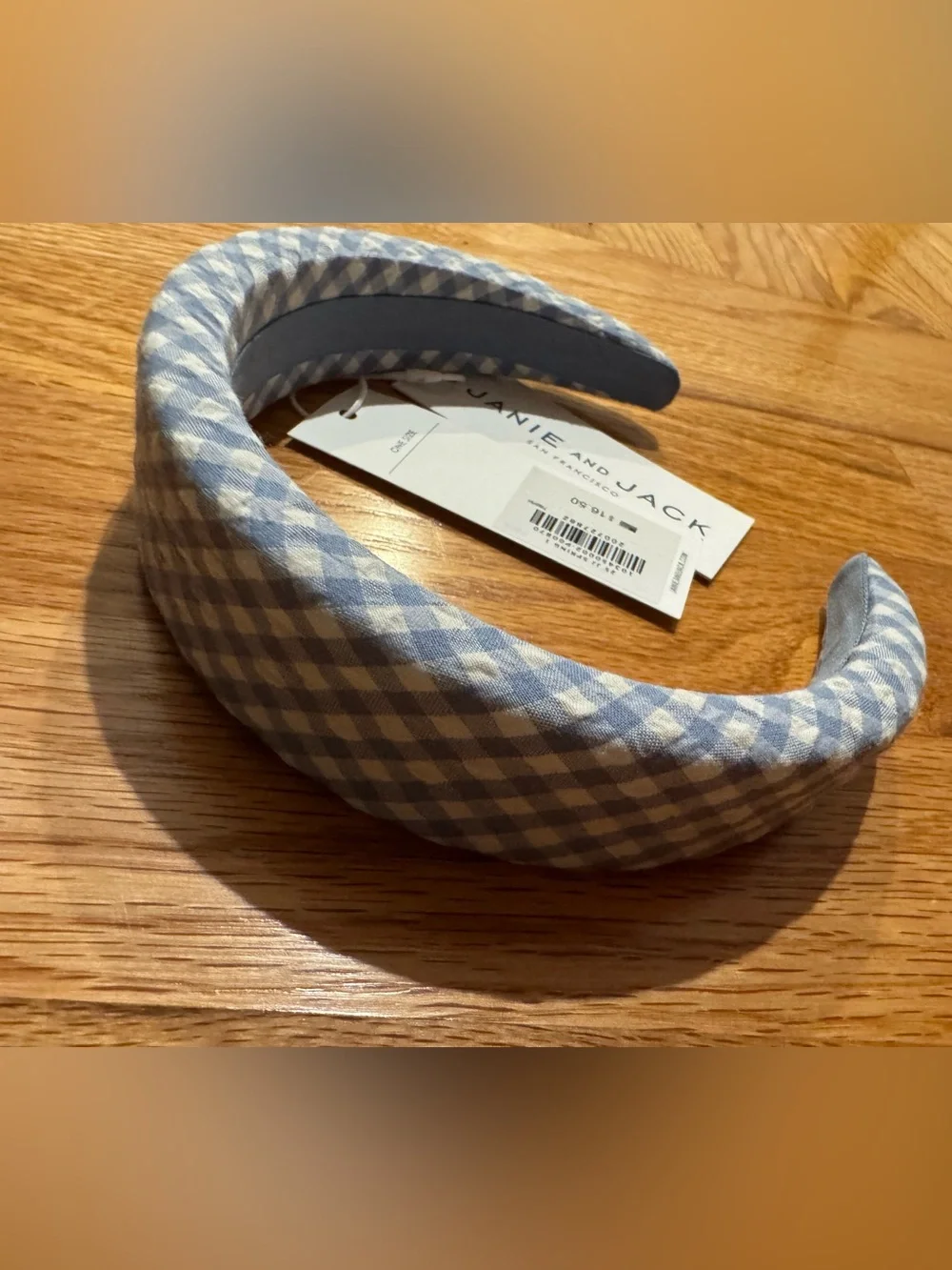Janie and Jack girls new with tags Light Blue Gingham Padded Headband girls
